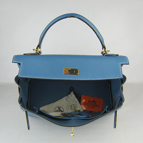 7A Replica Hermes Kelly 32cm Togo Leather Bag Blue 6108 - Click Image to Close
